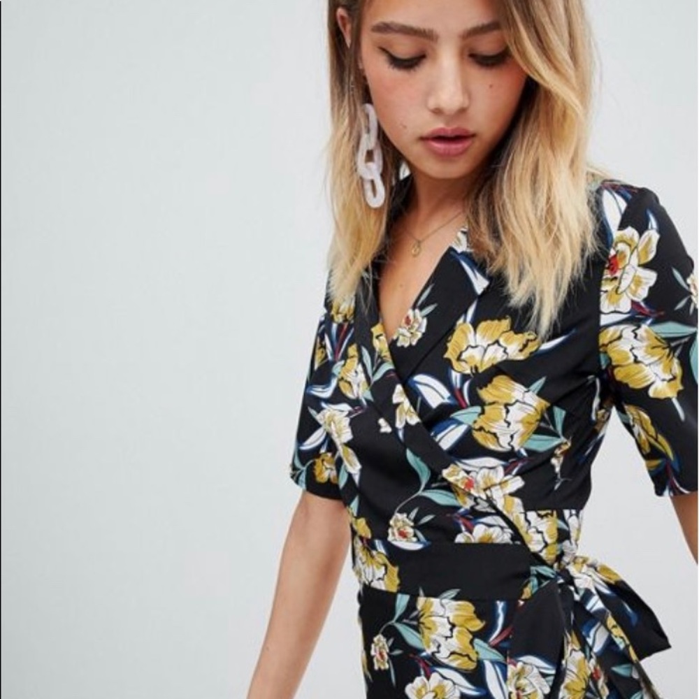 Floral wrap print dress